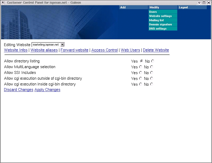 Changing website attributes